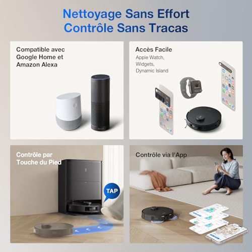ECOVACS T30S Pro Omni Robot Aspirateur Laveur 11000Pa avec Station Noir