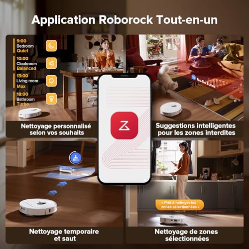 Roborock QV 35S Robot Aspirateur 10000Pa avec Station Tout-en-Un Blanc