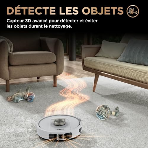 Shark PowerDetect Robot Aspirateur Laveur avec Base Auto-Vidage Blanc