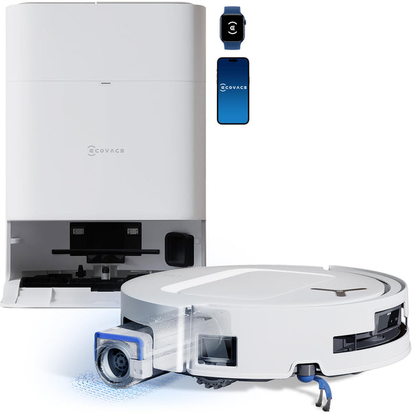 ECOVACS DEEBOT T80 Omni Robot Aspirateur Laveur 18000Pa Lavage Chaud 40-75℃ Blanc