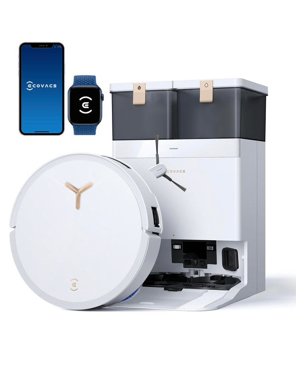 ECOVACS T50 Max Pro GEN2 Robot Aspirateur Laveur 18500Pa avec Station Blanc
