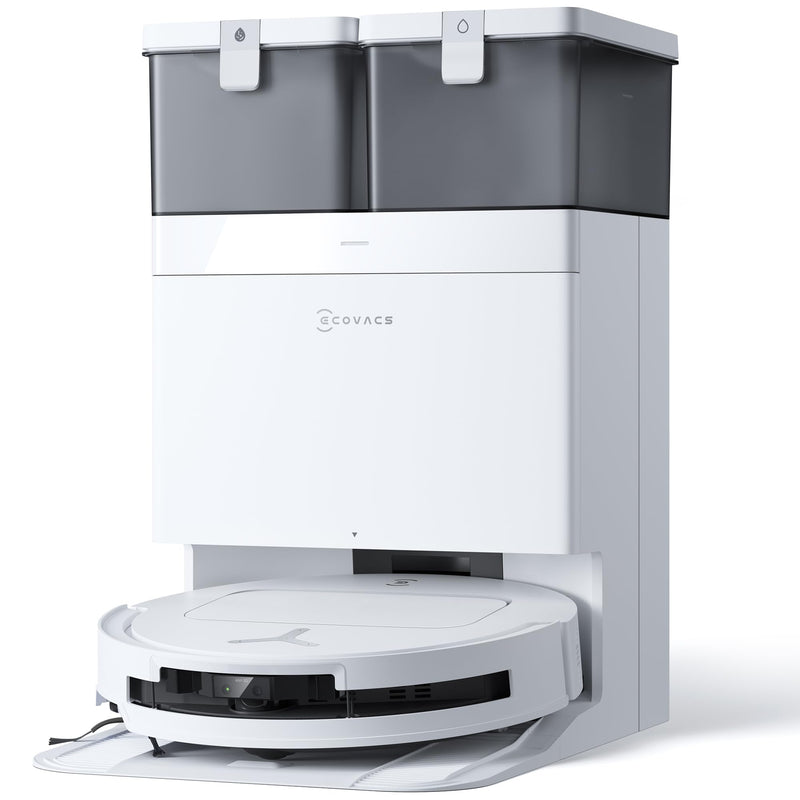 ECOVACS T50 Omni Robot Aspirateur Laveur 15000Pa avec Station Lavage Chaud 75℃ Blanc
