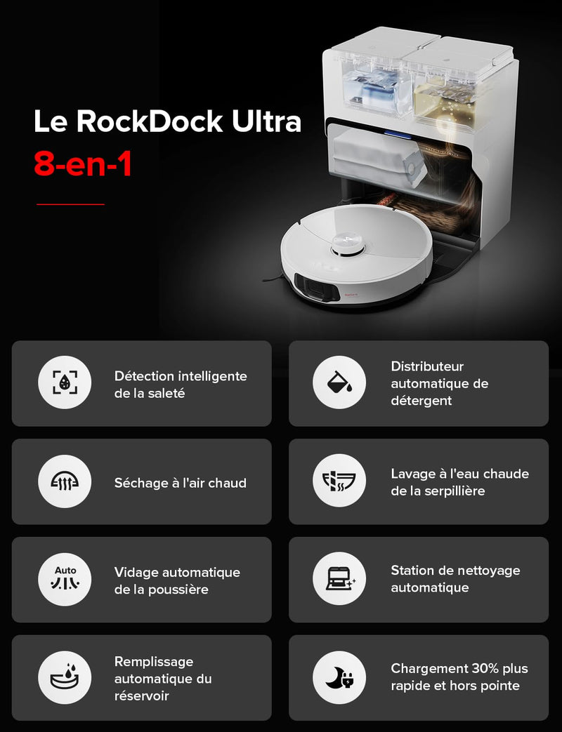 Roborock S8 MaxV Ultra Robot Aspirateur Laveur 10000Pa avec Station 8-en-1