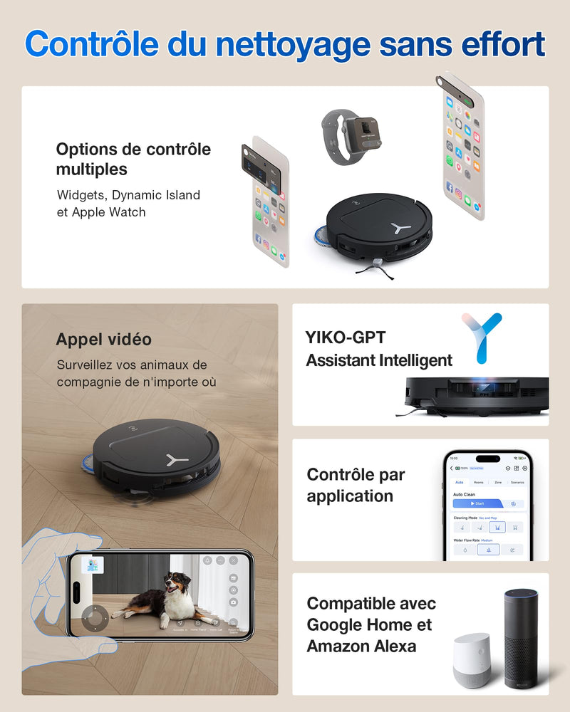 ECOVACS T50 Pro Omni Gen2 Robot Aspirateur Laveur 21000 Pa avec Station