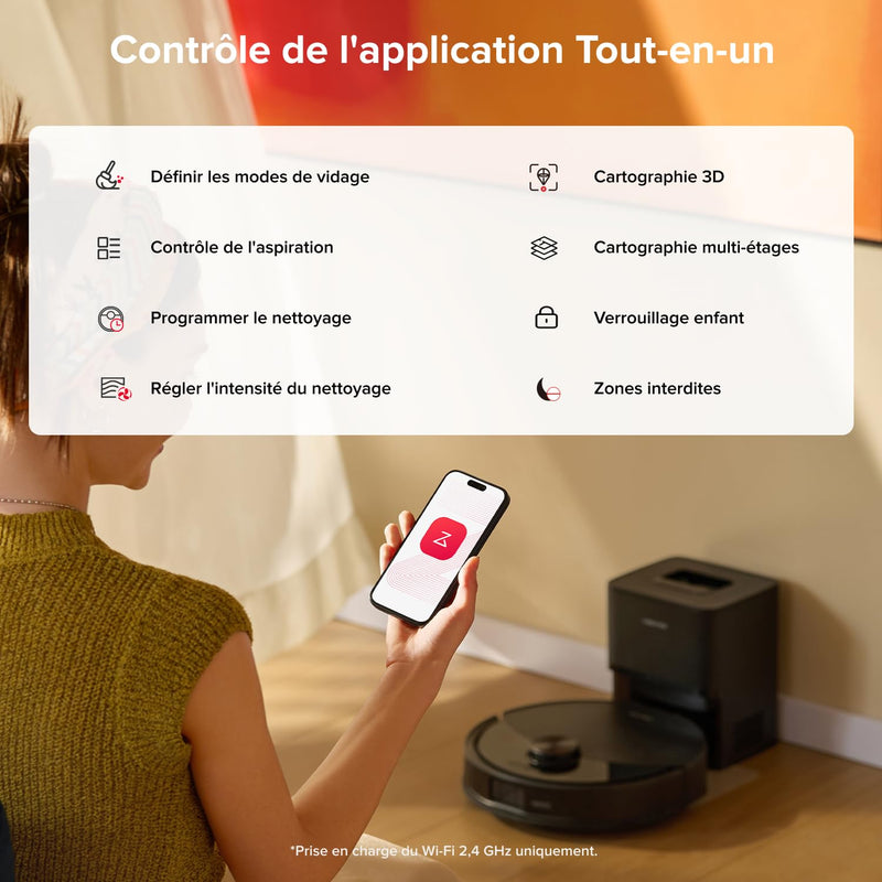 Roborock Q10 S5+ Robot Aspirateur Laveur 10000Pa avec Station