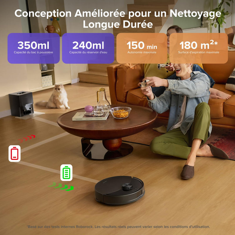 Roborock Q10 S5+ Robot Aspirateur Laveur 10000Pa avec Station