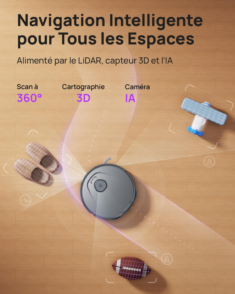 3i P10 Ultra Robot Aspirateur Laveur avec Vidage Automatique 18000Pa