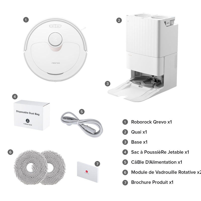 Roborock Q Revo Robot Aspirateur Laveur avec Station Tout-en-Un 5500Pa