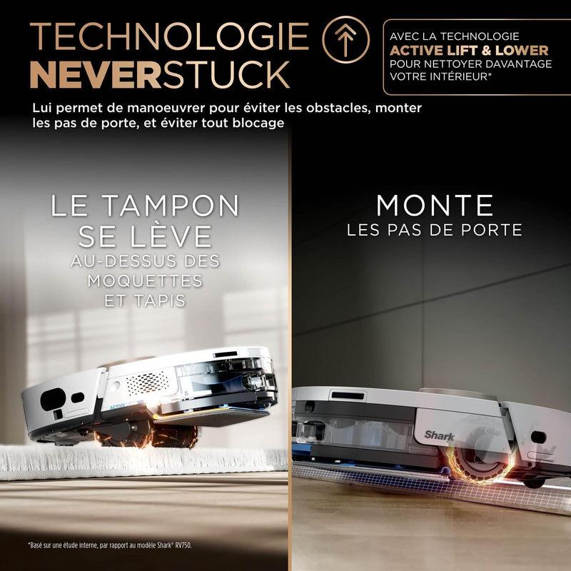 Shark PowerDetect Robot Aspirateur Laveur avec Base Auto-Vidage Blanc