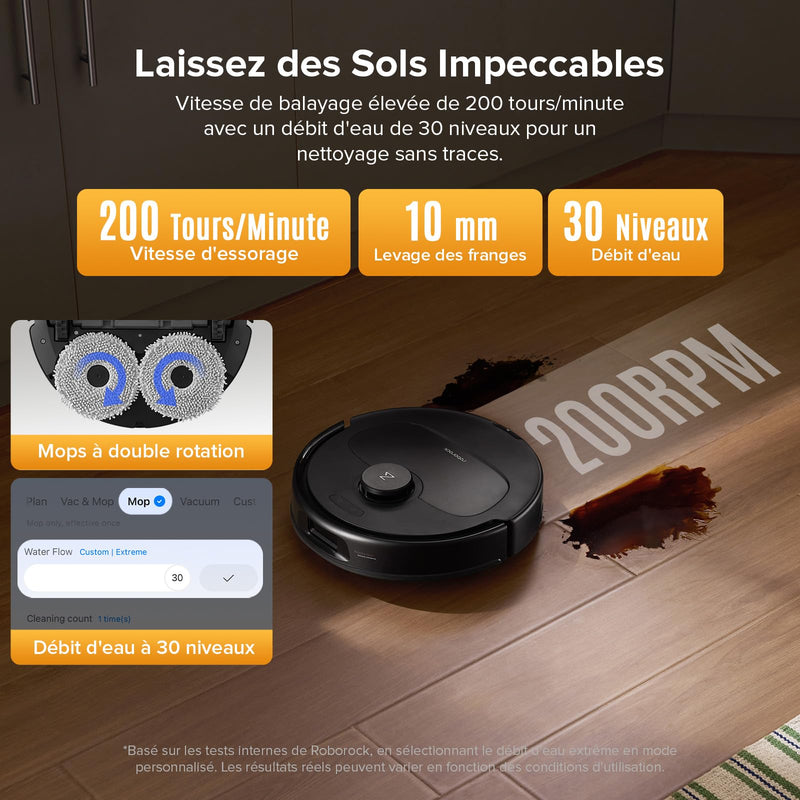 Roborock QV 35S Robot Aspirateur 10000Pa avec Station Tout-en-Un