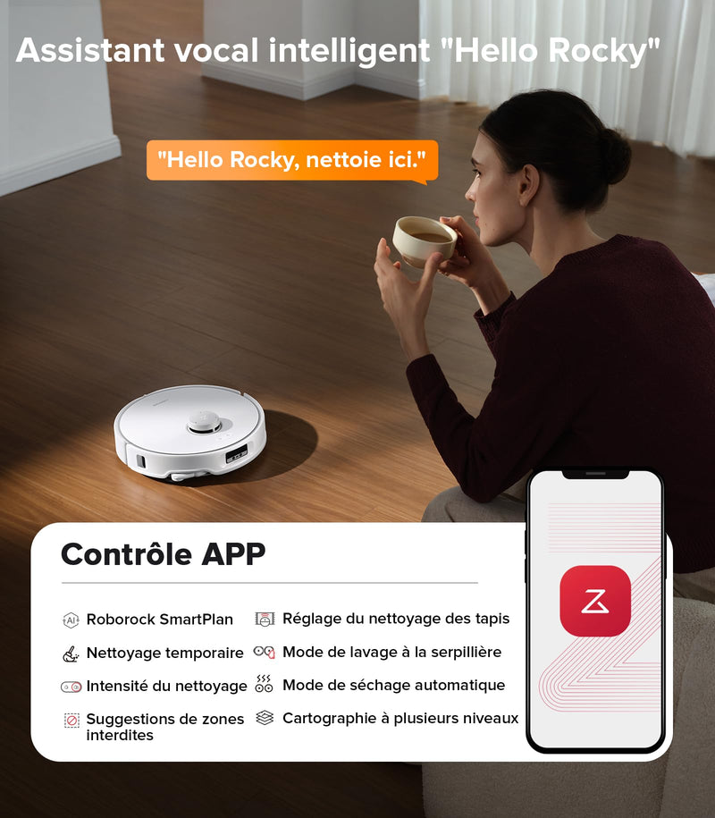 Roborock Qrevo Edge Robot Aspirateur Laveur 18500Pa avec Station Multifonction