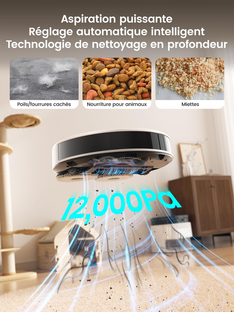 Lefant M3 Robot Aspirateur Laveur 12000Pa avec Station Multifonction