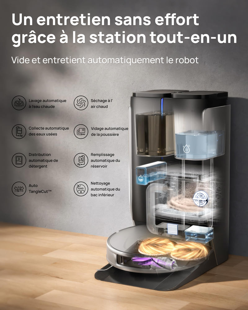 3i P10 Ultra Robot Aspirateur Laveur avec Vidage Automatique 18000Pa