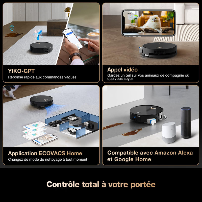 ECOVACS X8 Pro Omni Robot Aspirateur Laveur 18000Pa avec Station Tout-en-Un
