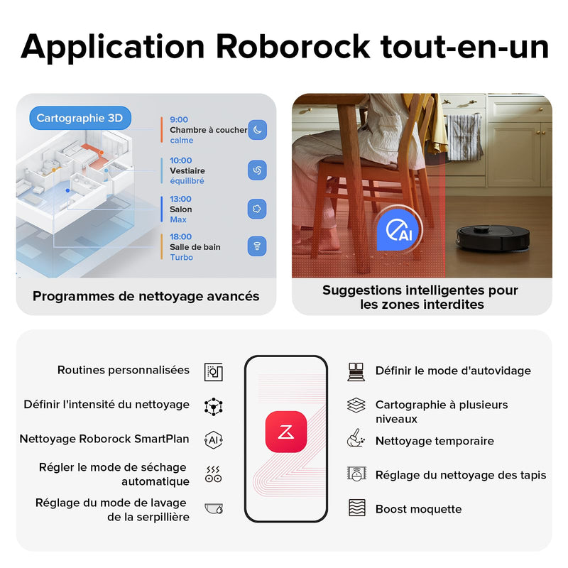 Roborock Qrevo S Set Robot Aspirateur Laveur 7000Pa avec Station Multifonction