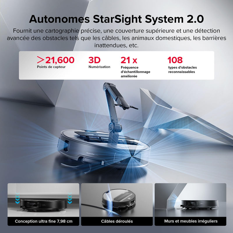 Roborock Saros Z70 Robot Aspirateur 22000Pa avec Station Multifonction 4.0