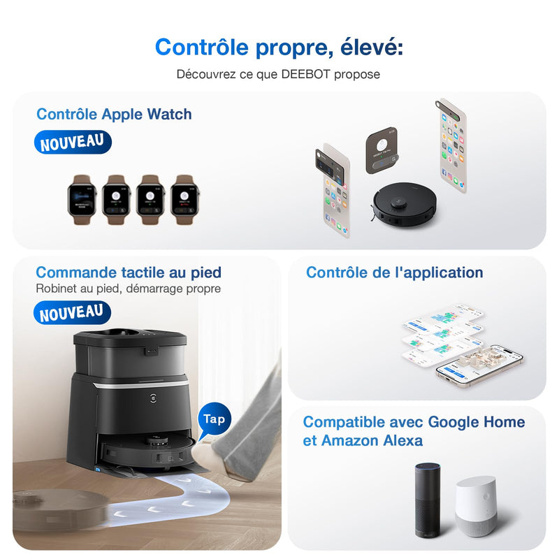 ECOVACS DEEBOT T30 Omni Robot Aspirateur Laveur 11000Pa avec Mini Station