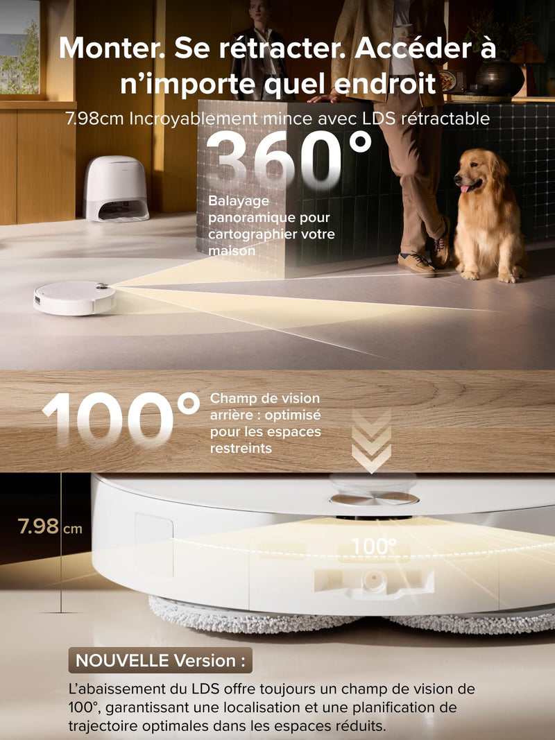 Roborock Qrevo CurvX Robot Aspirateur Laveur 22000Pa avec Station Multifonction 3.0
