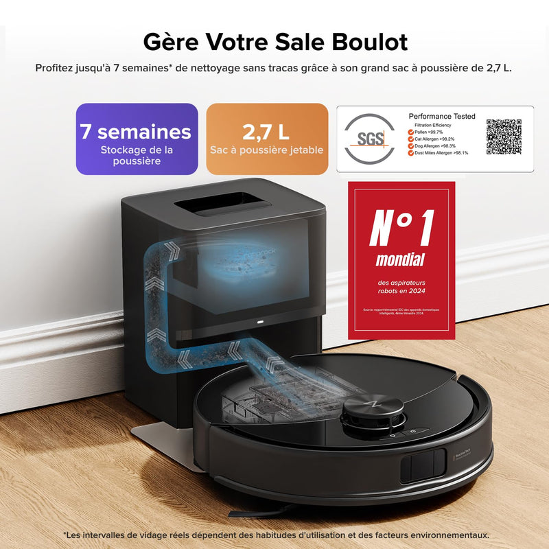 Roborock Q10 S5+ Robot Aspirateur Laveur 10000Pa avec Station