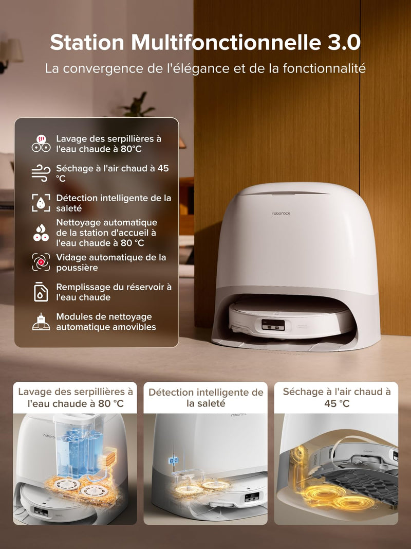 Roborock Qrevo CurvX Robot Aspirateur Laveur 22000Pa avec Station Multifonction 3.0