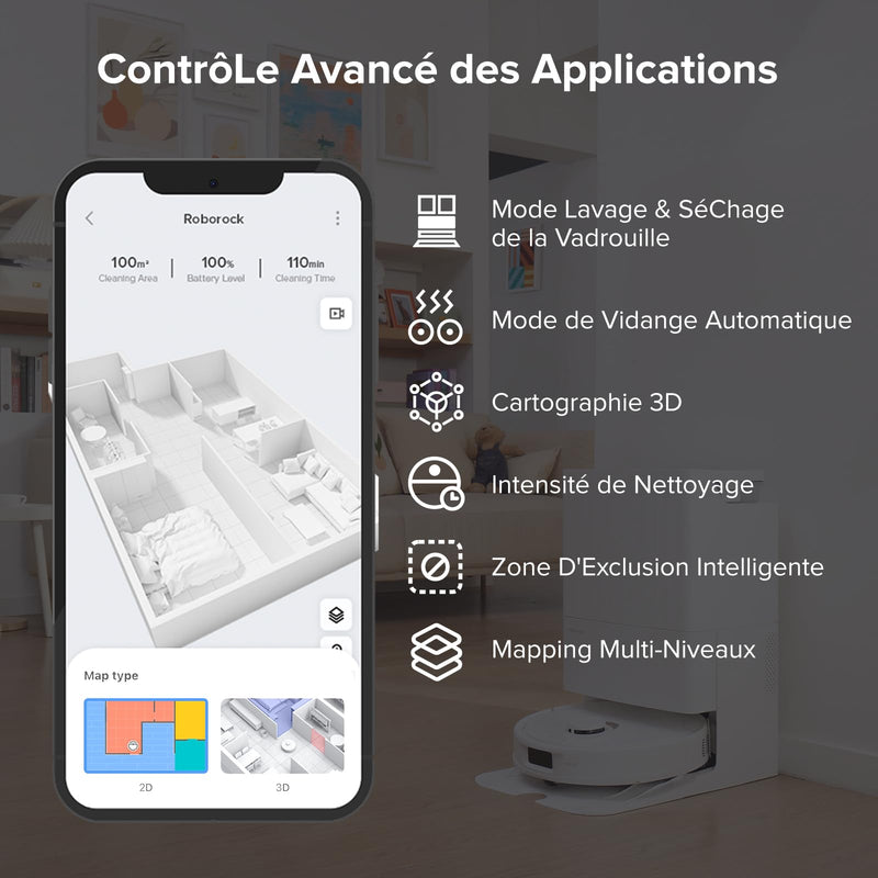 Roborock Q Revo Robot Aspirateur Laveur avec Station Tout-en-Un 5500Pa