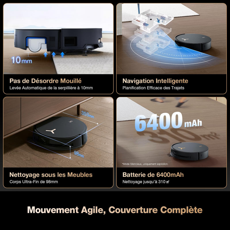 ECOVACS X8 Pro Omni Robot Aspirateur Laveur 18000Pa avec Station Tout-en-Un