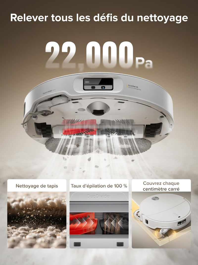 Roborock Qrevo CurvX Robot Aspirateur Laveur 22000Pa avec Station Multifonction 3.0