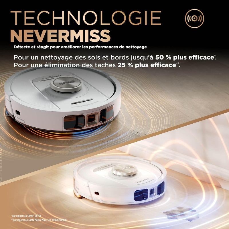 Shark PowerDetect Robot Aspirateur Laveur avec Base Auto-Vidage Blanc