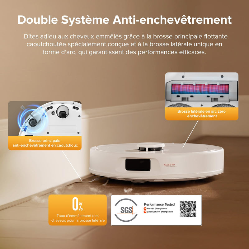 Roborock QV 35S Robot Aspirateur 10000Pa avec Station Tout-en-Un Blanc