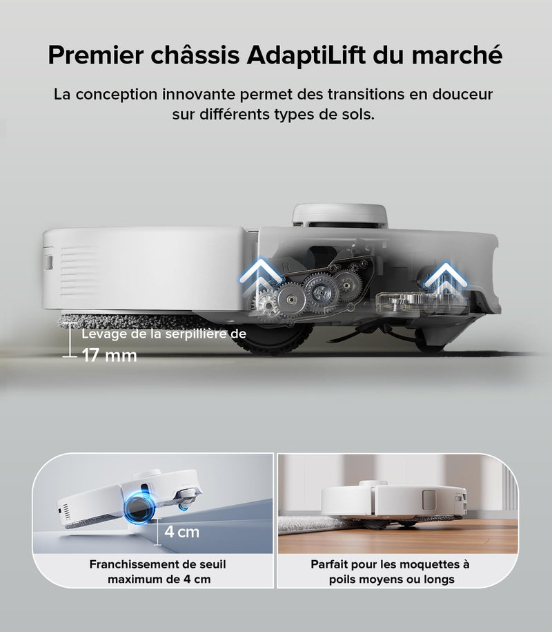 Roborock Qrevo Edge Robot Aspirateur Laveur 18500Pa avec Station Multifonction