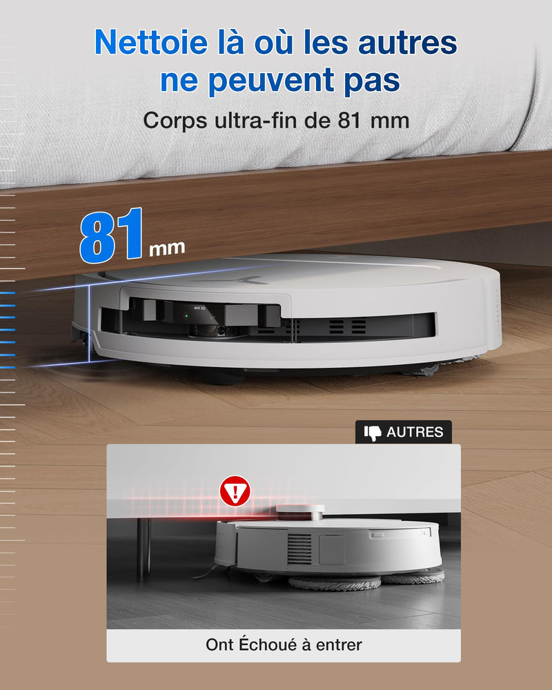 ECOVACS T50 Pro Omni Gen2 Robot Aspirateur Laveur 21000Pa Lavage Chaud 75℃ Blanc