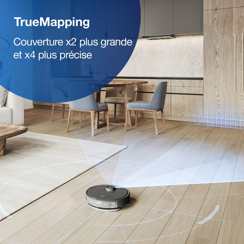 ECOVACS DEEBOT N8 Robot Aspirateur Laveur 2300Pa Poils d’Animaux Noir