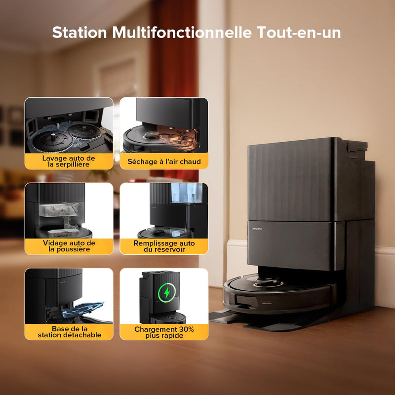 Roborock Qrevo S5V Robot Aspirateur Laveur 12000Pa avec Station