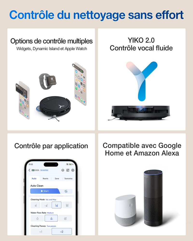 ECOVACS T50 Omni GEN2 Robot Aspirateur Laveur 21000Pa avec Station