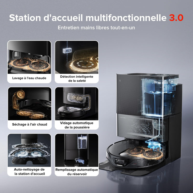 Roborock Q Revo Slim Robot Aspirateur Laveur 11000Pa avec Station 8-en-1