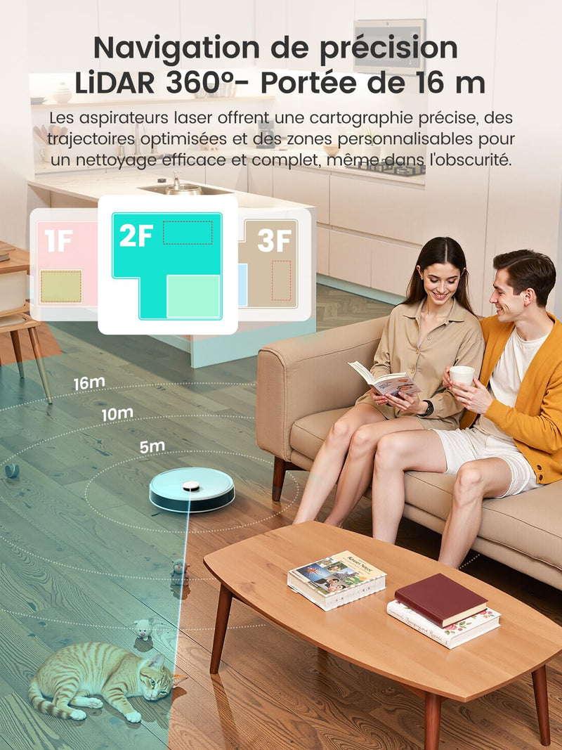 Lefant M3 Robot Aspirateur Laveur 12000Pa avec Station Multifonction