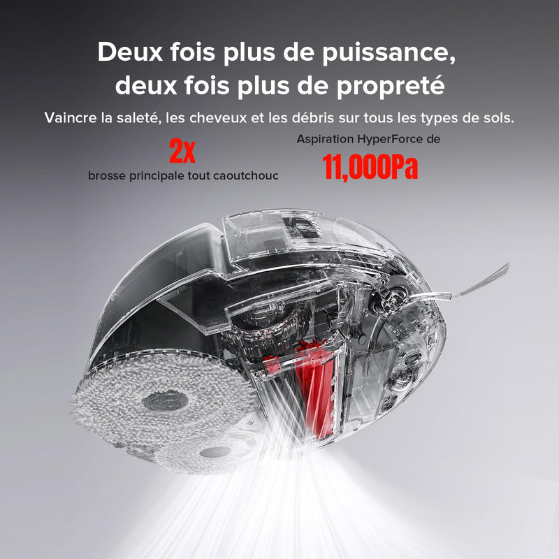 Roborock Q Revo Slim Robot Aspirateur Laveur 11000Pa avec Station 8-en-1