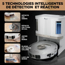 Shark PowerDetect Robot Aspirateur Laveur avec Base Auto-Vidage Blanc