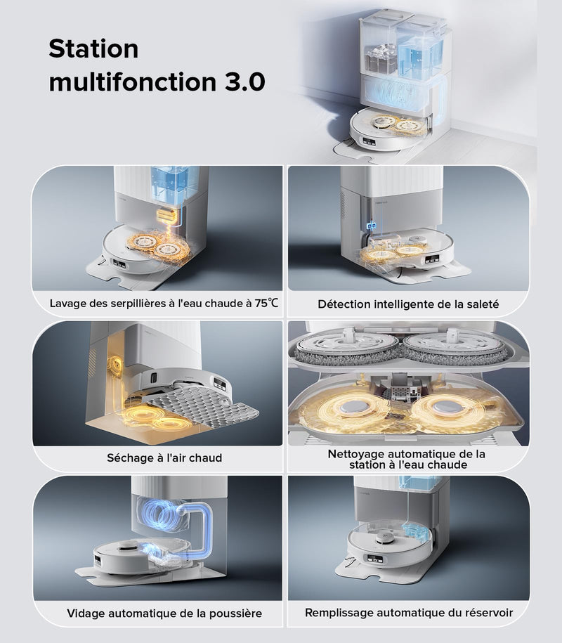 Roborock Qrevo Edge Robot Aspirateur Laveur 18500Pa avec Station Multifonction