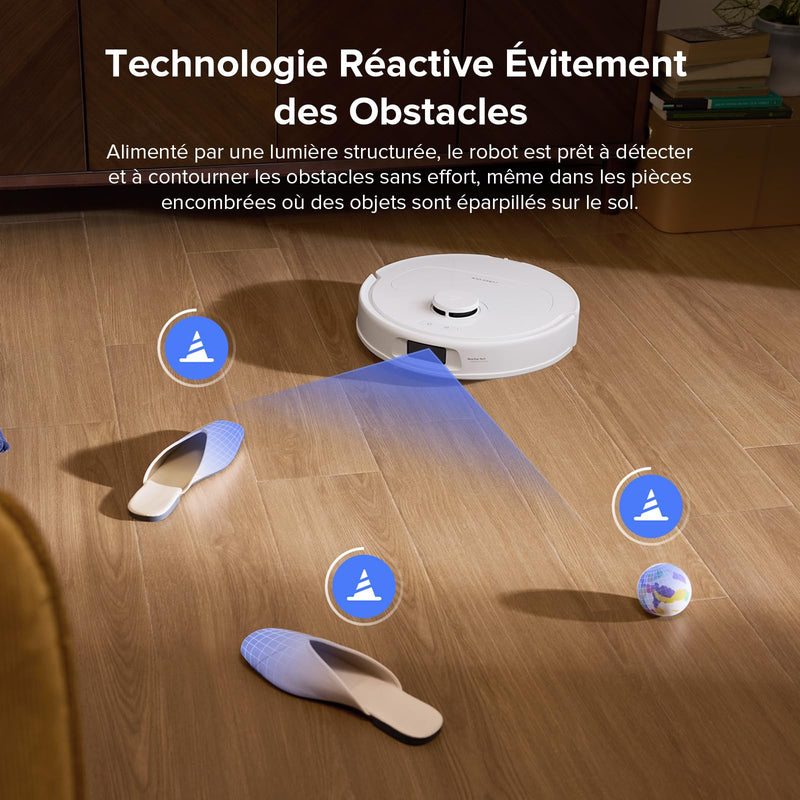 Roborock QV 35S Robot Aspirateur 10000Pa avec Station Tout-en-Un Blanc