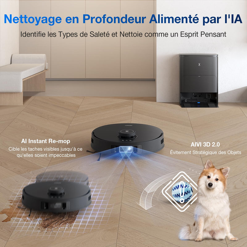 ECOVACS T30S Pro Omni Robot Aspirateur Laveur 11000Pa avec Station Noir