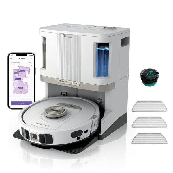 Shark PowerDetect Robot Aspirateur Laveur avec Base Auto-Vidage Blanc