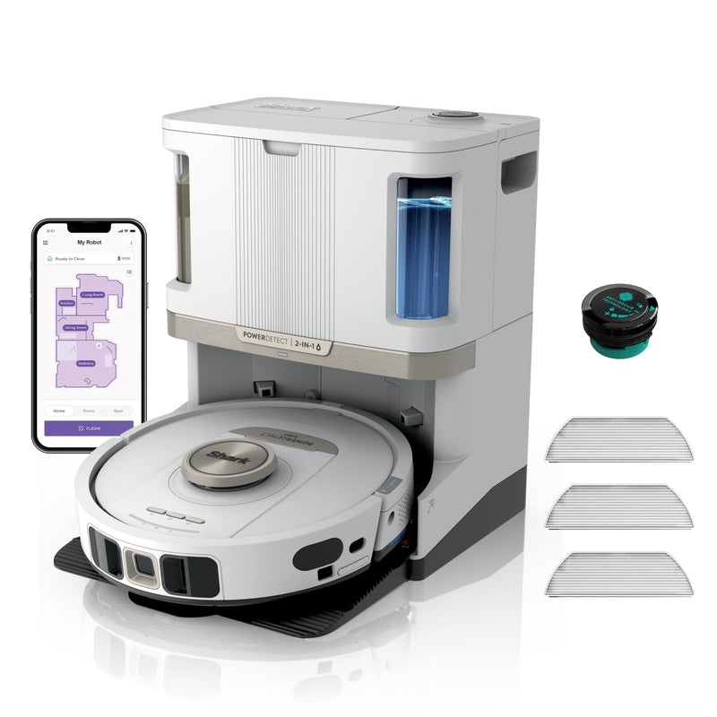 Shark PowerDetect Robot Aspirateur Laveur avec Base Auto-Vidage Blanc