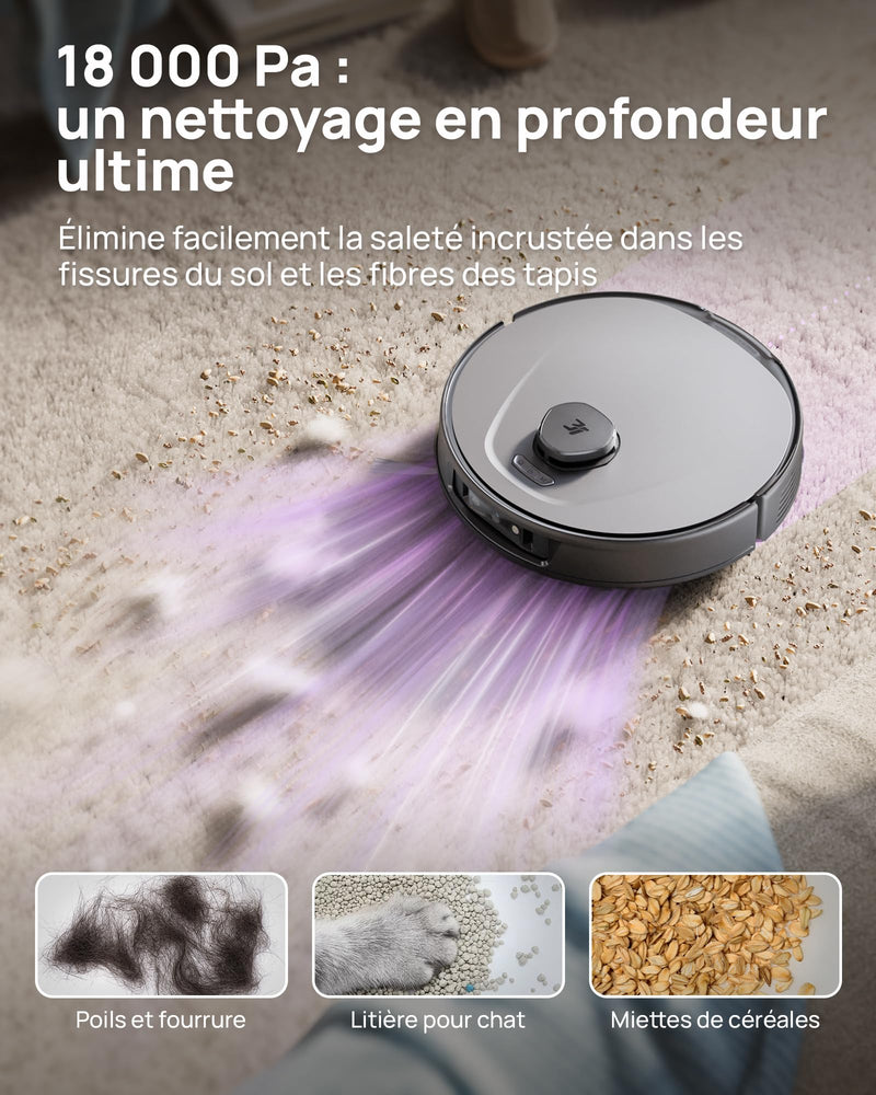 3i P10 Ultra Robot Aspirateur Laveur avec Vidage Automatique 18000Pa