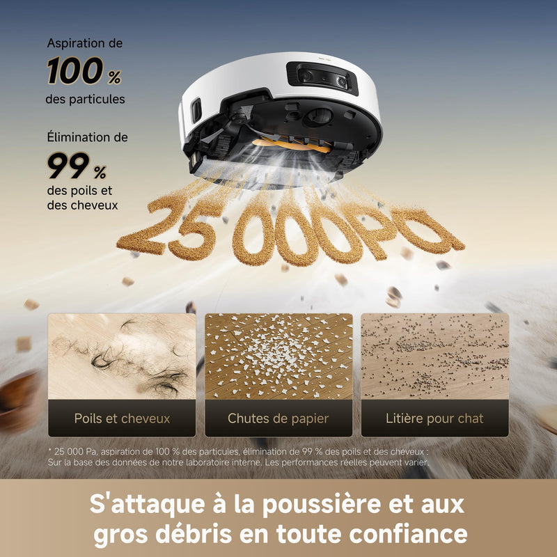 Dreame Aqua10 Ultra Robot Aspirateur Laveur avec Vidage Automatique 25000Pa