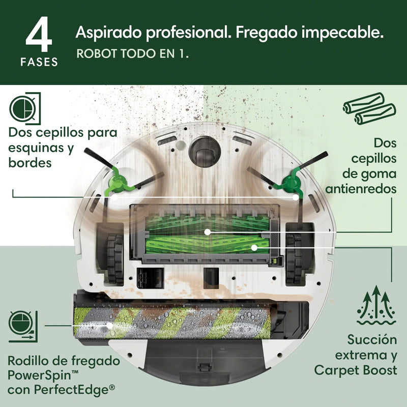 iRobot Roomba Max 705 Combo Robot Aspirateur Laveur avec Base AutoWash Blanc