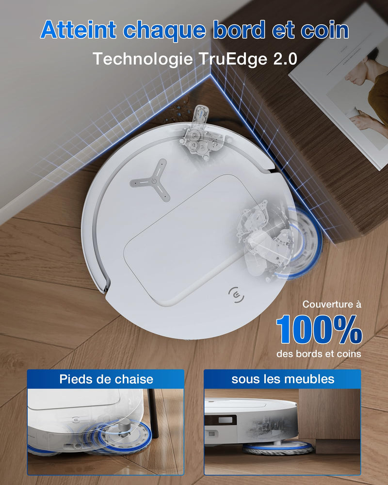 ECOVACS T50 Pro Omni Gen2 Robot Aspirateur Laveur 21000Pa Lavage Chaud 75℃ Blanc