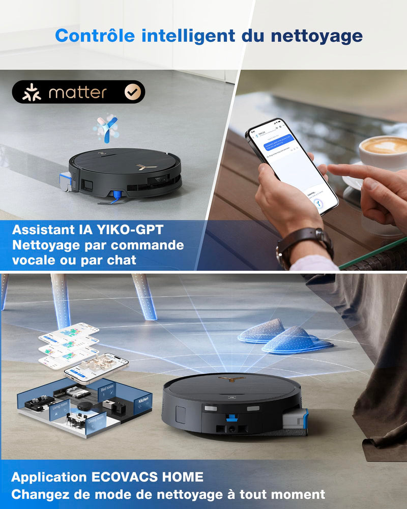 ECOVACS DEEBOT X9 Pro Omni Robot Aspirateur Laveur 16600Pa Ultra-fin