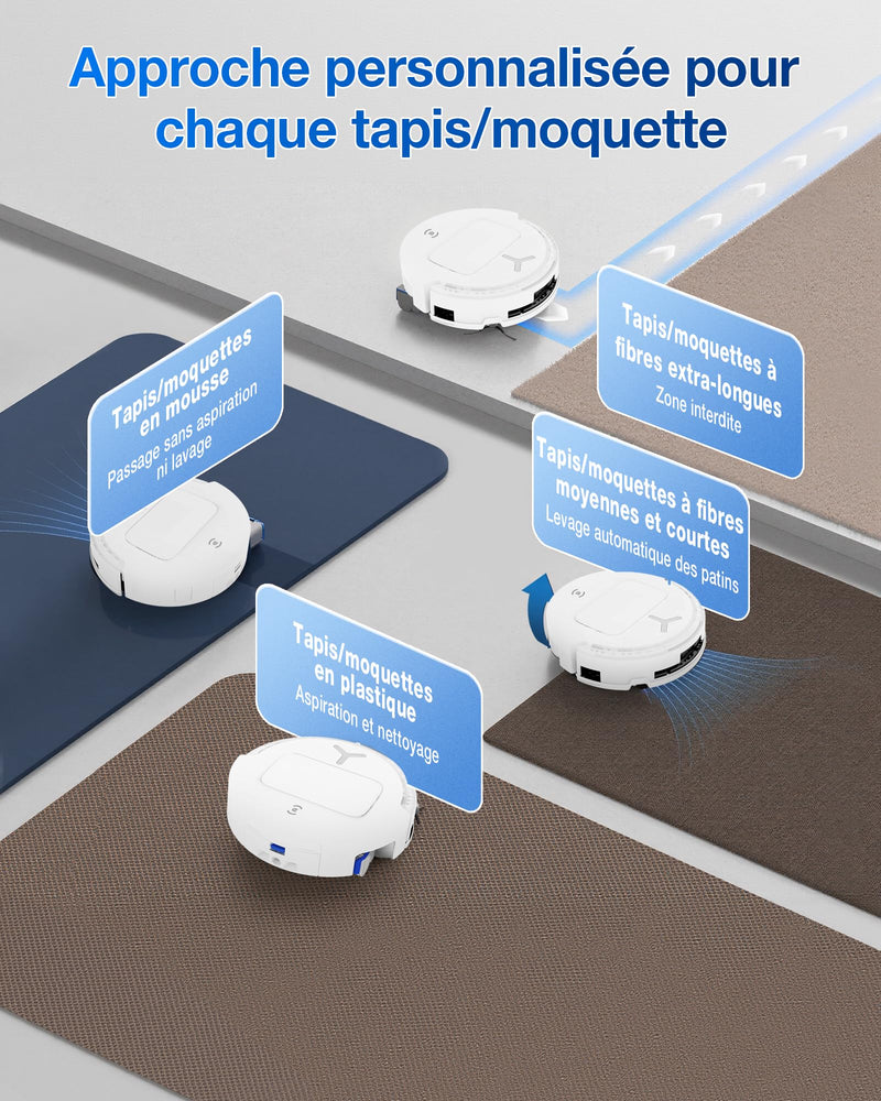 ECOVACS DEEBOT T80 Omni Robot Aspirateur Laveur 18000Pa Lavage Chaud 40-75℃ Blanc