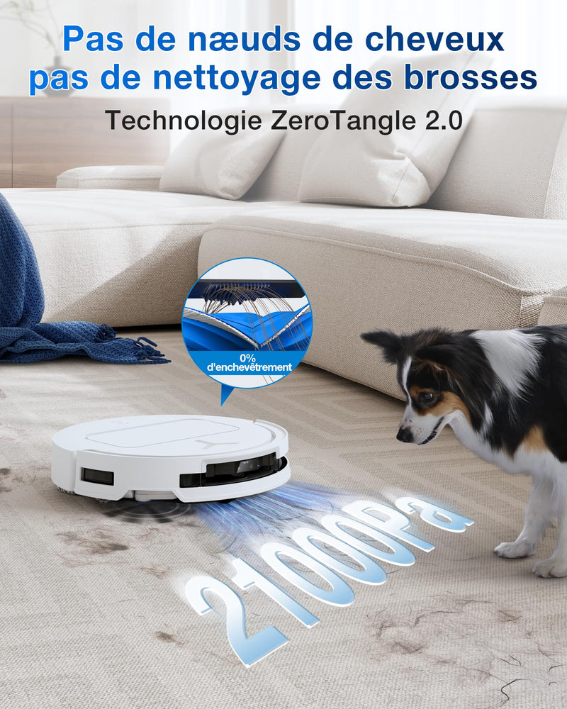 ECOVACS T50 Omni GEN2 Robot Aspirateur Laveur 21000Pa avec Station Blanc